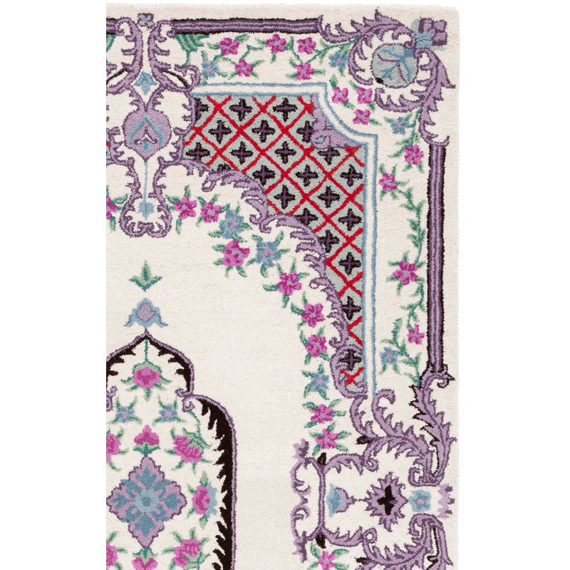 Daran Hand Tufted Wool Floral Rug, Rectangle 5' x 8'