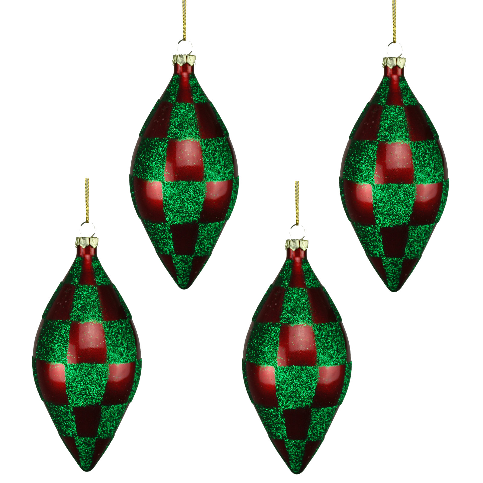 5" Finial Ornament, Red/Green