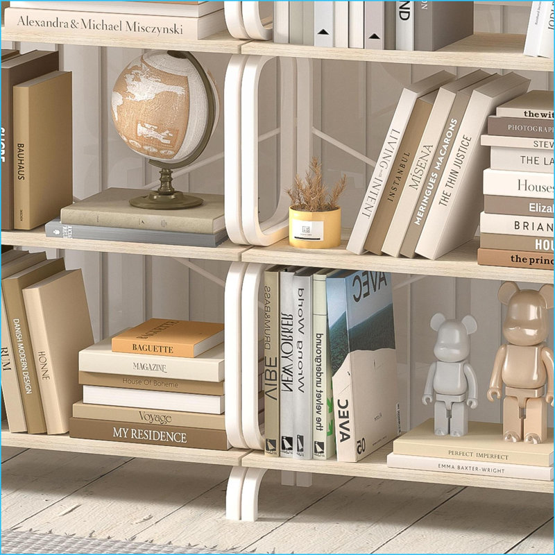Bookshelf 5-Tier Open Storage | Vintage Industrial | Snow White MDF + Iron | Home Office | Snow White | MDF+Iron, White