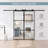 Metal and Glass Sliding Double Barn Door with Installation Hardware Kit (Soft-close Included)-98303719-100489299
