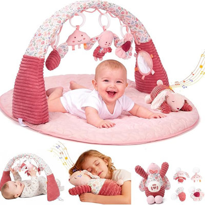 Baby Activity Gym Play Mat with Detachable Musical Sound Toy, Tummy Time & Sensory Playmat for Newborns and Infants 0–12 Months