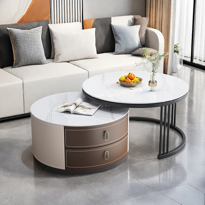 Ensemble de tables basses Modern, H 17,7 po x L 31,5 po x l 31,5 po, Blanc