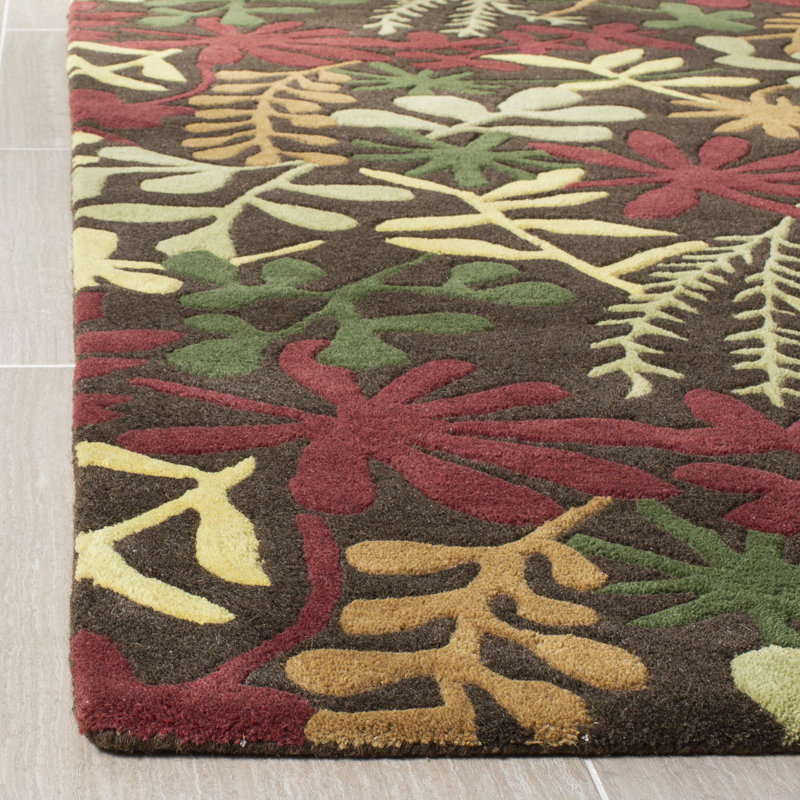 Avayah Soho Hand Tufted Wool And Viscose Floral Rug, Rectangle 2' x 3'