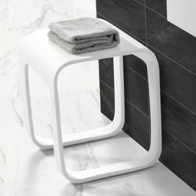 Shower Stool – Gloss White, Premium Acrylic Construction