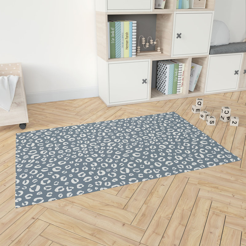 Tapis de jeu Leopard Play Kids, Bleu, Rectangle 5 pi x 7 pi