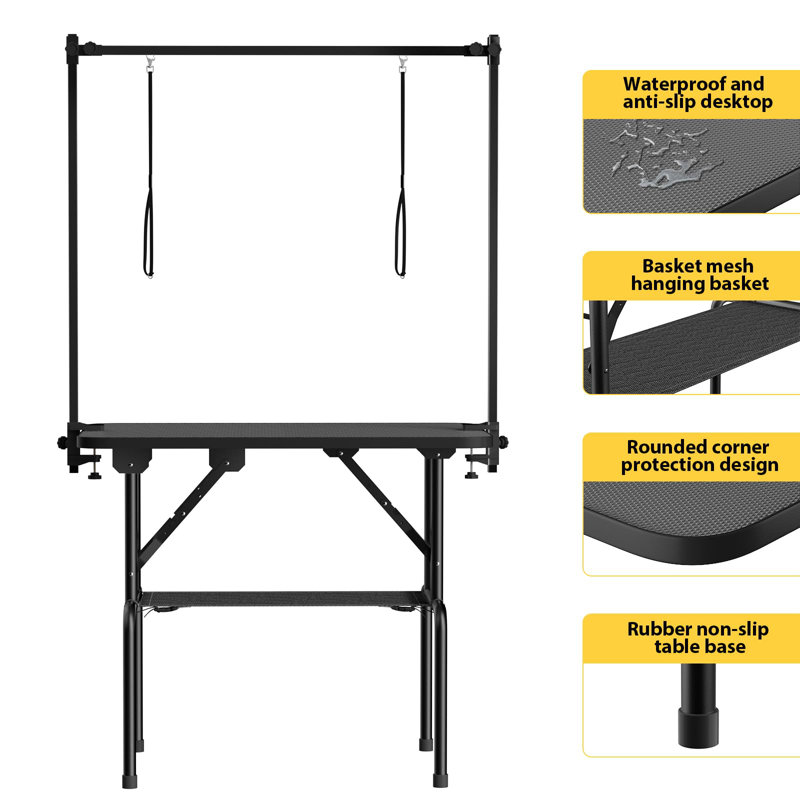Table de toilettage pliable et réglable en métal, H 61,5 po x l 24 po x P 36 po
