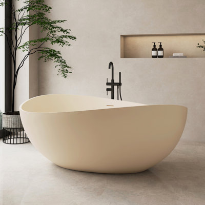 Baignoire autoportante de 63 po x 37 po en résine de pierre solide