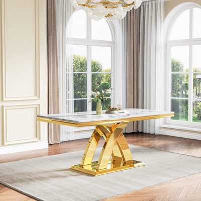 70.08" Metal Base Dining Table
