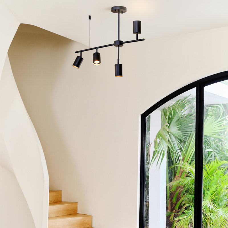 Ensemble de rail d'éclairage 4 lumières Jeremaiah, Noir, H 29,9 po x L 5,75 po x P 5,75 po