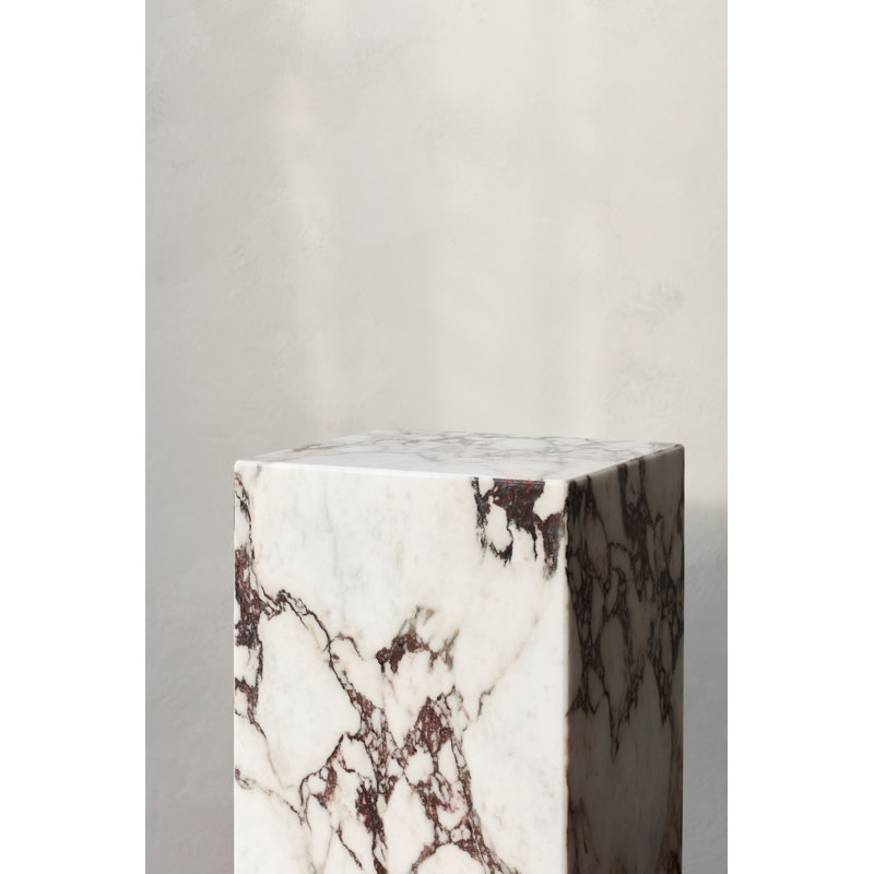 Plinth Marble End Table, Calacatta Viola, 20.1" H x 11.8" W x 11.8" D
