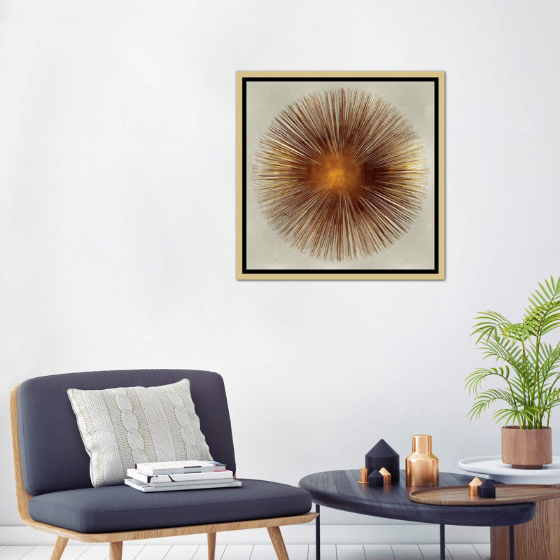 «Bronze Sunburst I» par Abby Young - impression d'art graphique, Toile encadrée d'or, H 37 po x l 37 po x P 1,5 po