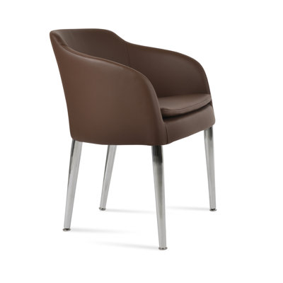 Chaise en cuir véritable brun Buca