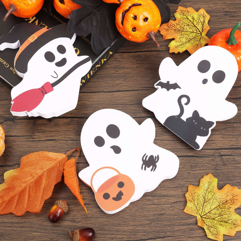 3 pièces décorations d'Halloween fantôme mignonnes pour l'intérieur, décorations effrayantes, enseigne de table décorative de plateau