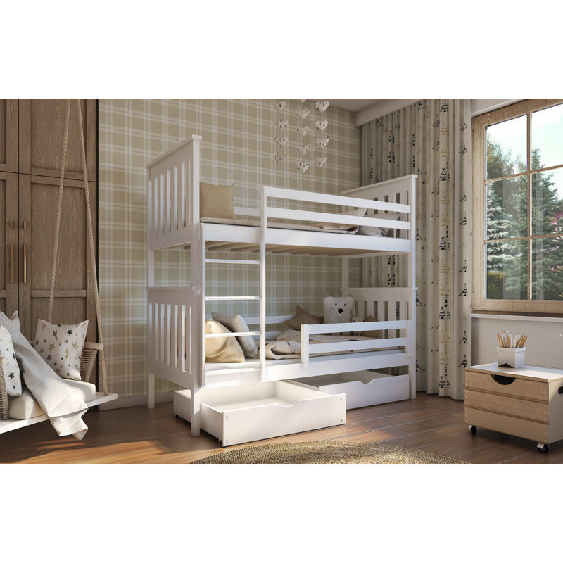 Virgil Bunk Bed with Storage Included with Built-in Ladder Included, White