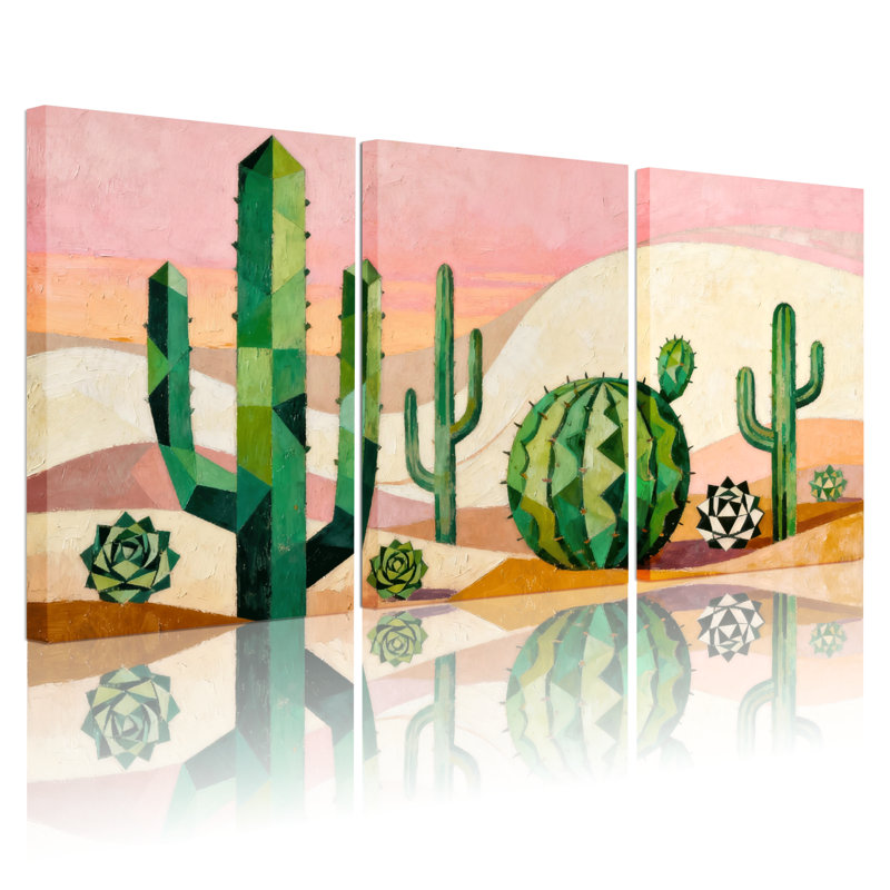 Cactus du désert, impression de paysage de cactus, ensemble de 3 impressions sur toile, H 18 po x l 36 po
