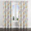 Rideaux à motif floral - 1 panneau de rideaux vert avec œillets-257396922-257396921