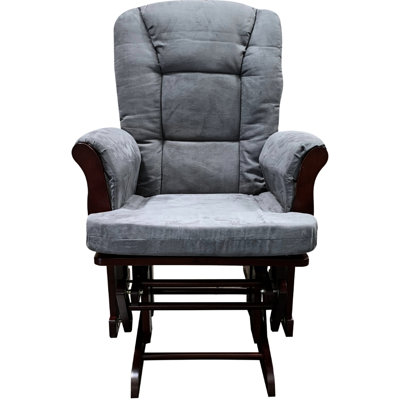 Fauteuil oscillant et tabouret confortables, facilité en microfibre grise, paire sereine à finition cerise, revêtement, flair