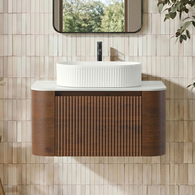30" Pre-assembled Floating Bathroom Vanity with Vessel Sink & Towel Rack