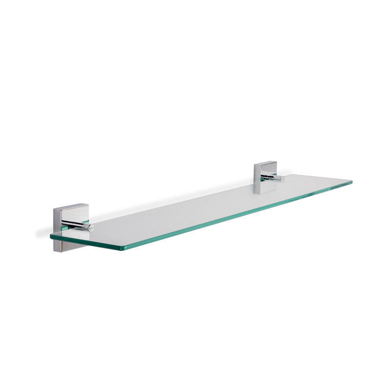 Chester Wall Mounted Glass Shelf with Square Chrome Flexi-Fix Brackets 59cm