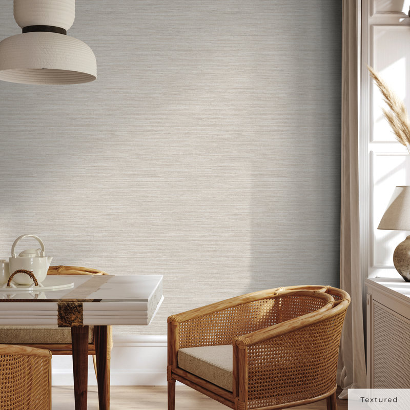 Barayon 33' L x 20.5" W Textured Peel and Stick Wallpaper Roll, Ecru
