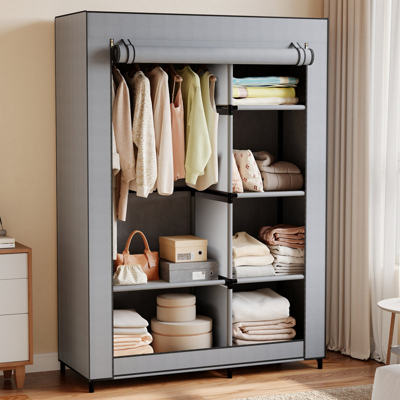 Portant à vêtements classique avec couvercle H 62,4 po x l 40,8 po, Gris