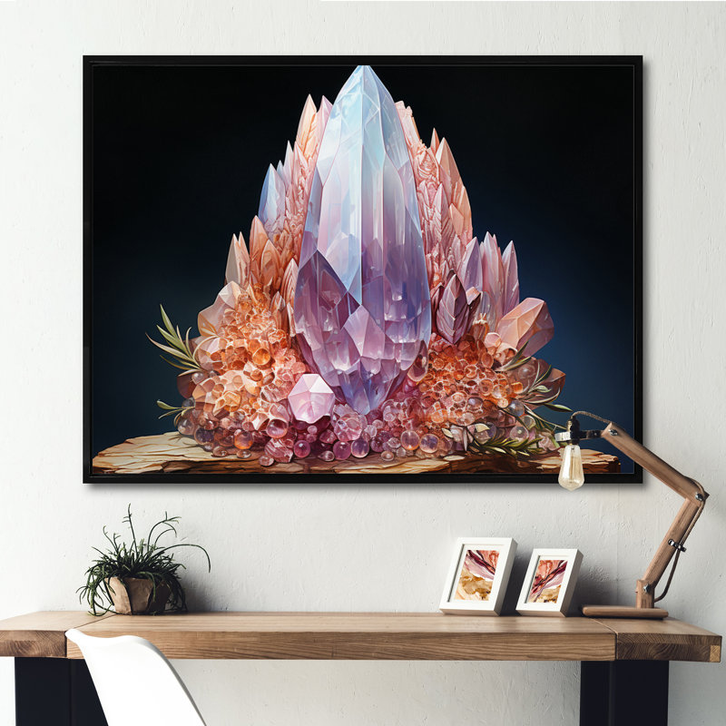 Pierre de lune mauve spirituelle mauve sur toile, H 12 po x l 20 po x P 1 po, Cadre flottant noir