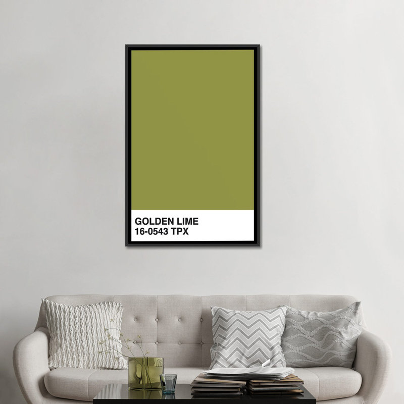 « golden lime 16-0543 tpx », impression sur toile, H 26 po x l 18 po x P 1,5 po, Toile avec cadre noir, Pas de tapis