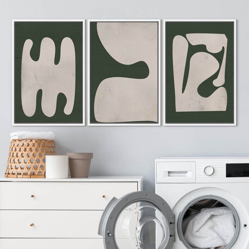 Modern Geometric Abstract Framed Canvas Art Set, 16" x 24"