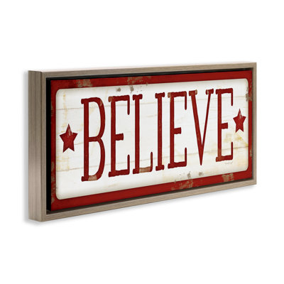 «Believe Red Christmas», art mural encadré sur toile flottante par Jennifer Pugh hwp-381