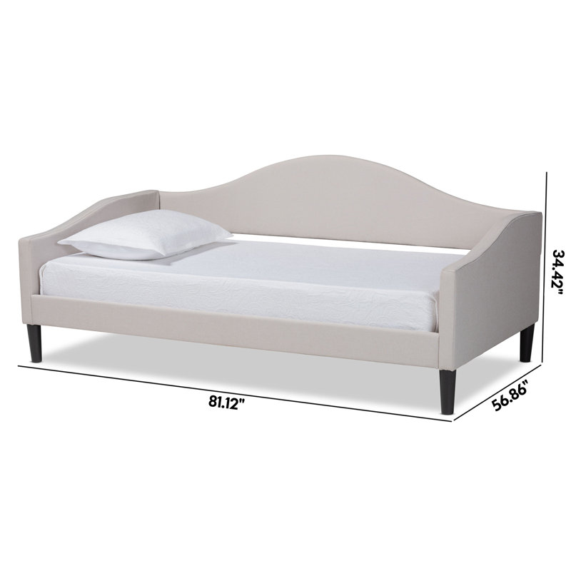 Lit de jour simple en tissu d'ameublement Montgomery, Beige, Lit double