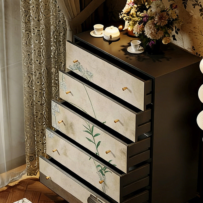 Armoire de rangement 5 tiroirs Vintage, Noir