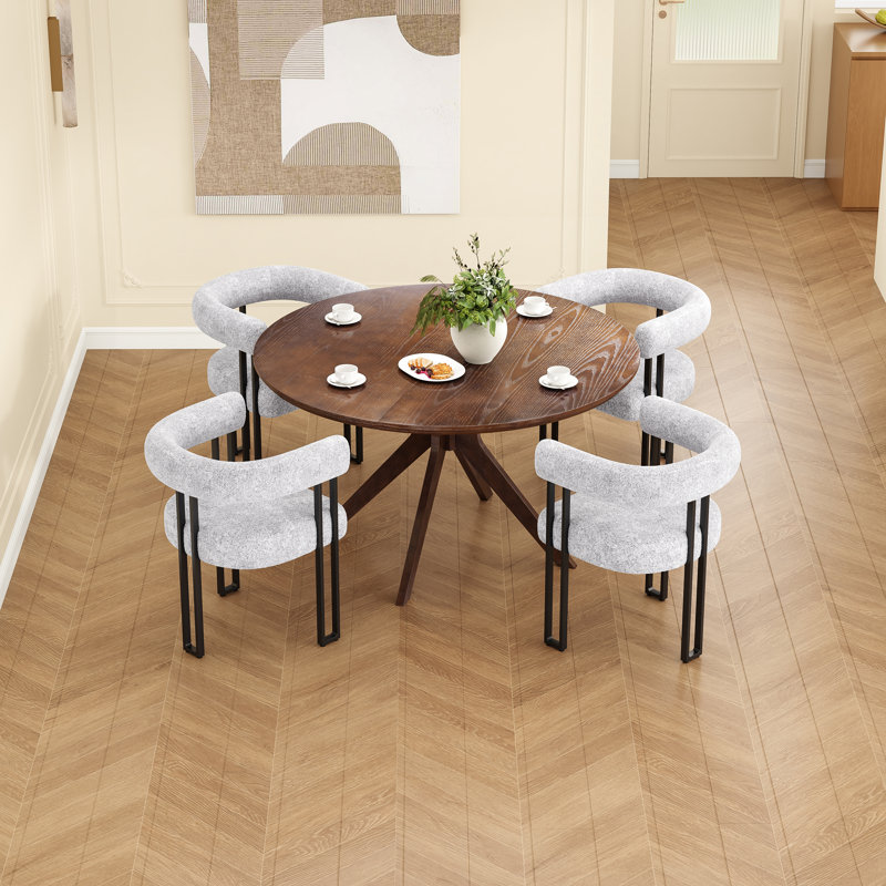 5-person Dining Set, Light Gray