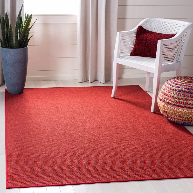 Martha Stewart Sisal/Jute Solid Color Rug in Red, Rectangle 4' x 6'
