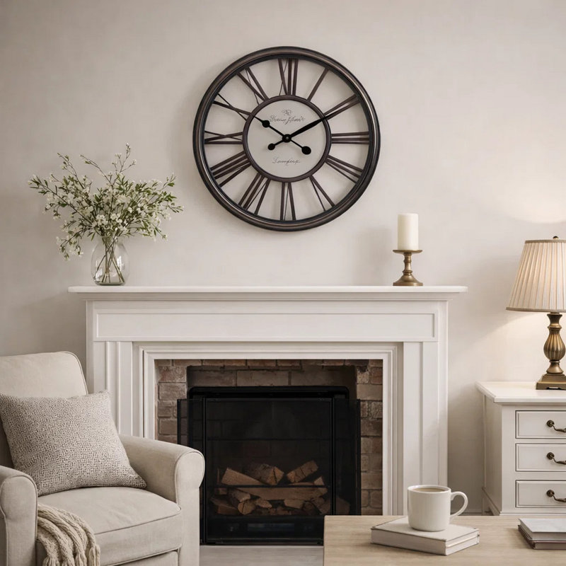 Clocks, Round, Wall Clock, Transitional, 17.75'' W X 17.75'' H X 2'' D, Black/White