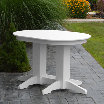 Nettie Oval Outdoor Dining Table With Umbrella Hole , in. W 33'' in. D