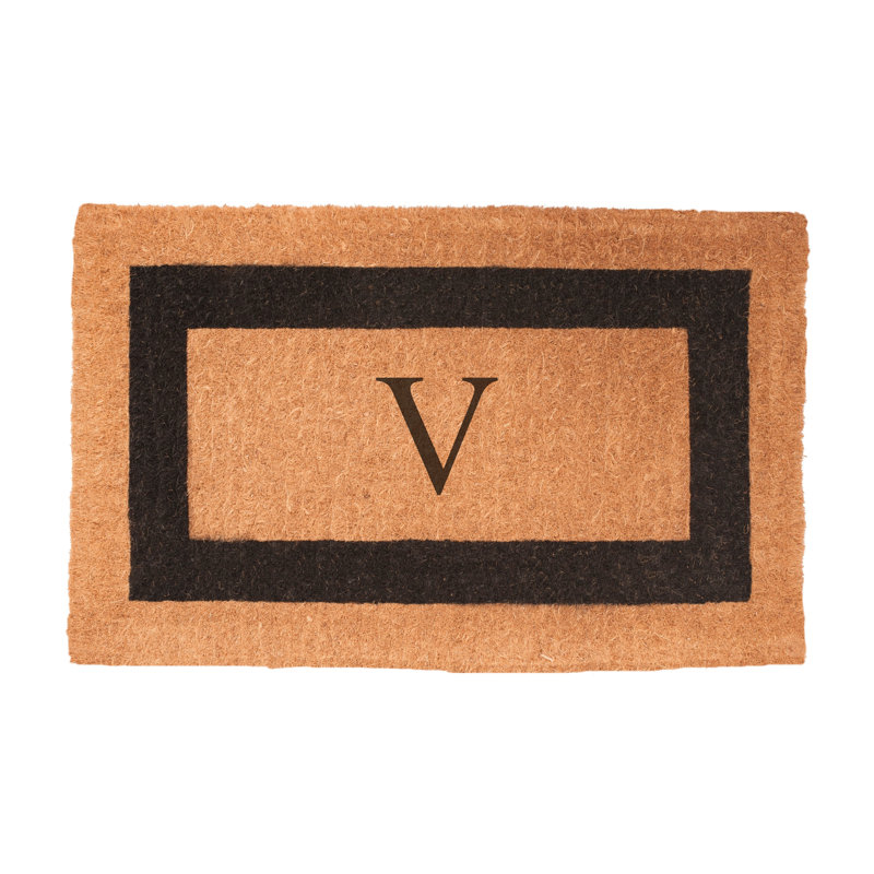 Tapis de porte d’extérieur en fibre monogramme Stansfield, Rectangle 2 pi x 3 pi 3 po, V