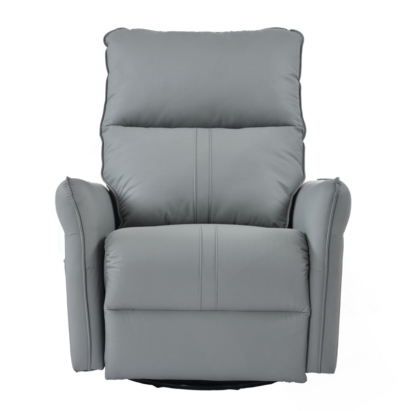 Power Swivel Rocker Recliner Chair With 270° Rotation, Electric Recline, Blue-Gray