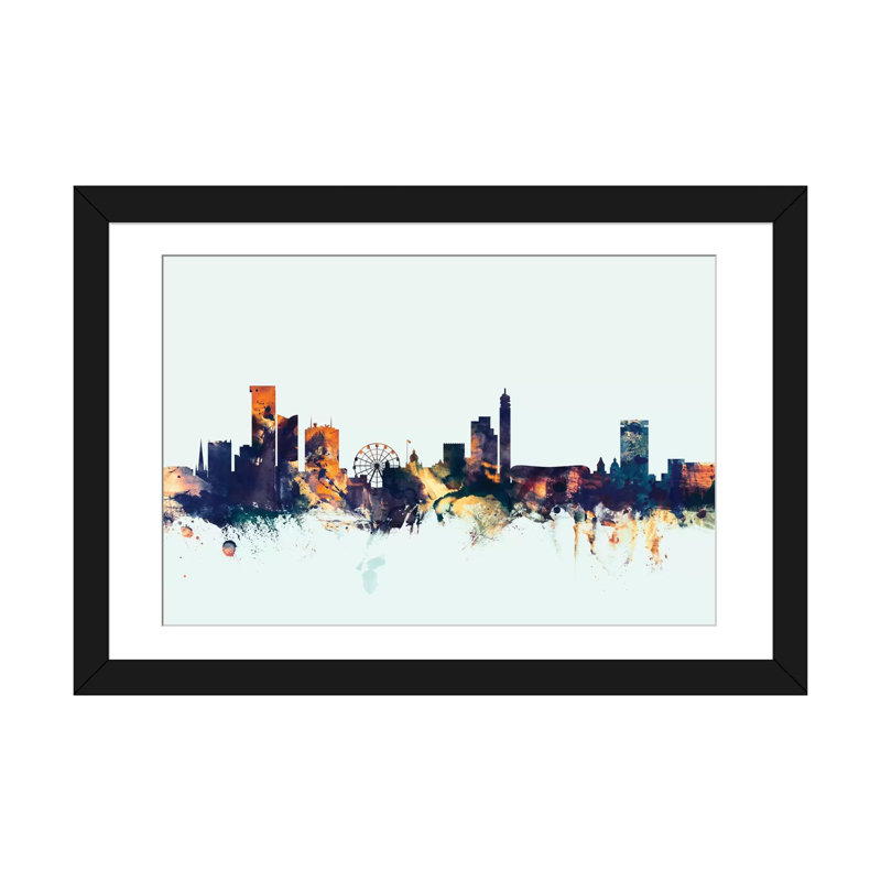 «Birmingham England, United Kingdom On Blue» par Michael Tompsett - Impression sur toile tendue sur toile tendue sur châssis