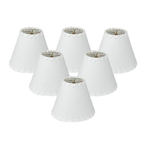 Abat-jour de lustre en faux suède avec garniture Whipstich RDI, H 5,5 po x l 6 po x P 6 po, Blanc