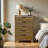 Nolan Tall Dresser Chest With Faux Marble Top, 5 Drawers, Brown Wood