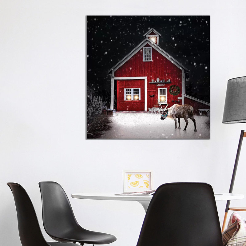 Winter Night Reindeer by Karen Burke - Wrapped Canvas Print, 93.98cm H x 93.98cm W x 1.905cm D