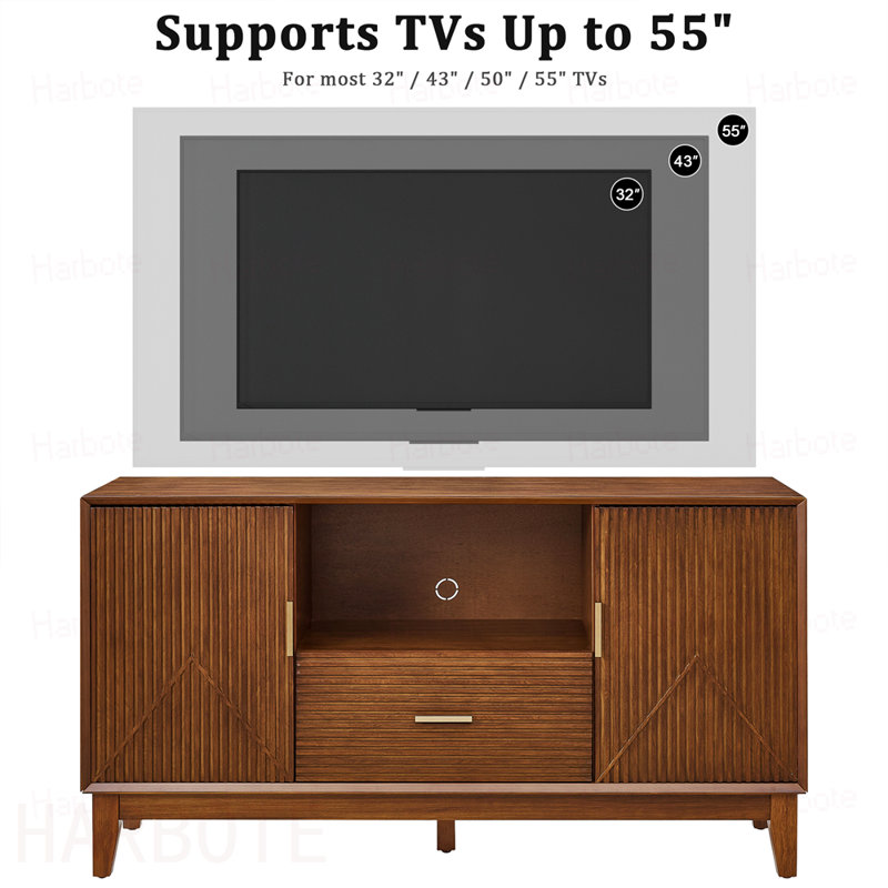 Meuble audio-vidéo Mid-Century avec tiroir et armoires