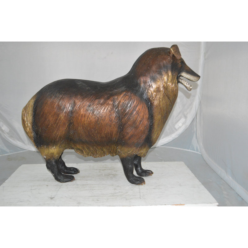 Jaworski Collie Dog Bronze Statue -  Size: 31"L x 9"W x 24"H.