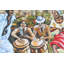 Peinture de scène de rue Afro Caribbean avec tambour et danseurs, 58 po x 58 po