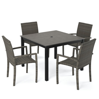 Outdoor Patio Square Dining Table with Dining Chairs