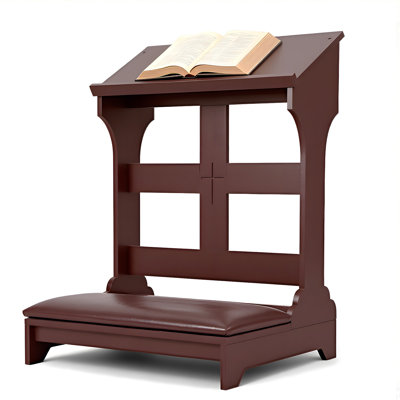 Solid Wood Prayer Bench Stool with Shelf and Cushion Church Prayer Bench Table Chair Padded Kneeler for Kneeling at Home, Religious Gifts, 23 x 20 x 32 Inches(Simple Style)