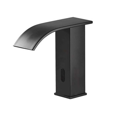 BathSelect Matte Black Commercial Automatic Touch Free Sensor Faucets Waterfall Bathroom Basin Sink Mixer Tap