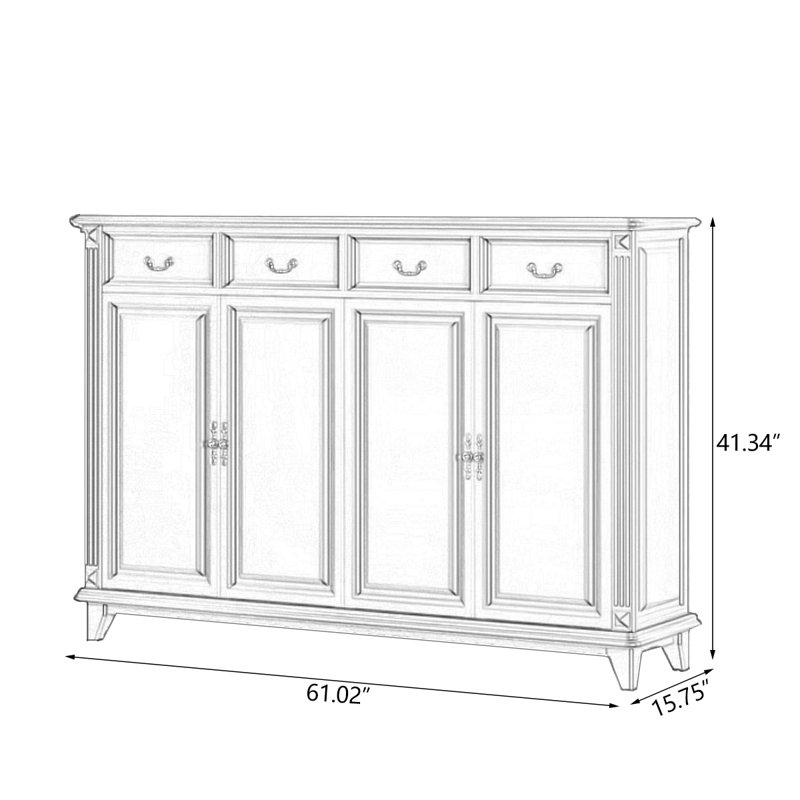 Banc de rangement en bois massif Cherry, H 41,34 po x l 61,02 po x P 15,75 po, Cerisier