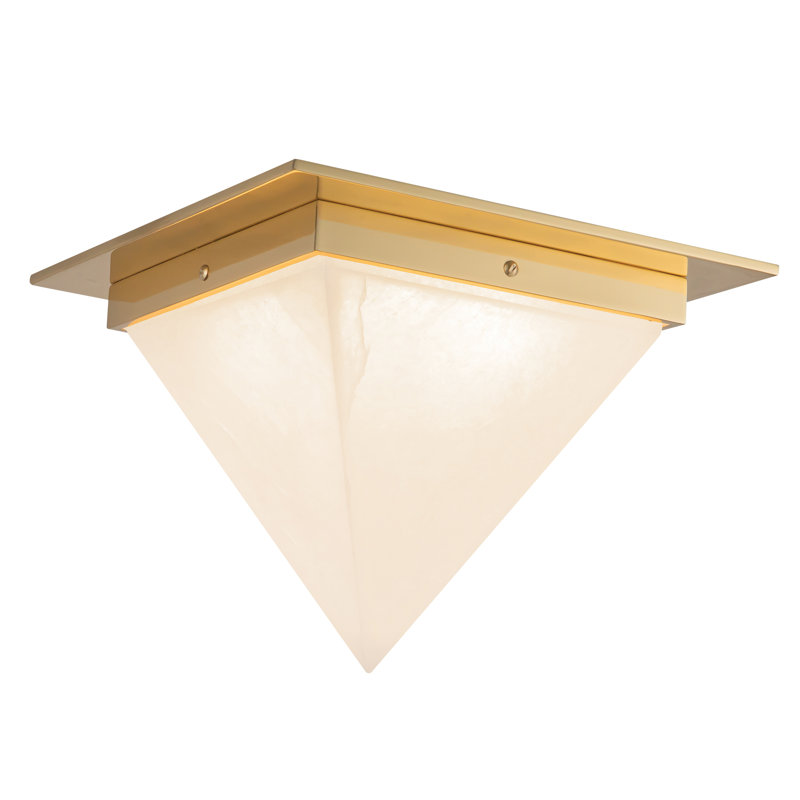 Mineral 11-in Brass Flush Mount, Alabaster, Brass