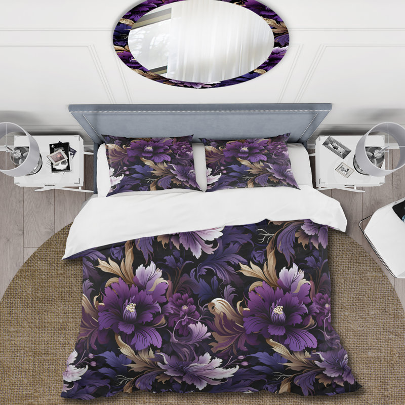 Ensemble de housse de couette à motif cachemire Deep Purple Royal Ragdolls I, Housse de couette pour très grand lit et 2 très